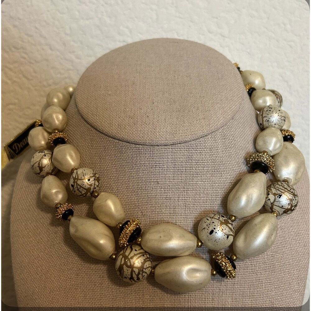 Vintage Deauville Double-Strand Pearlized Beaded Choker